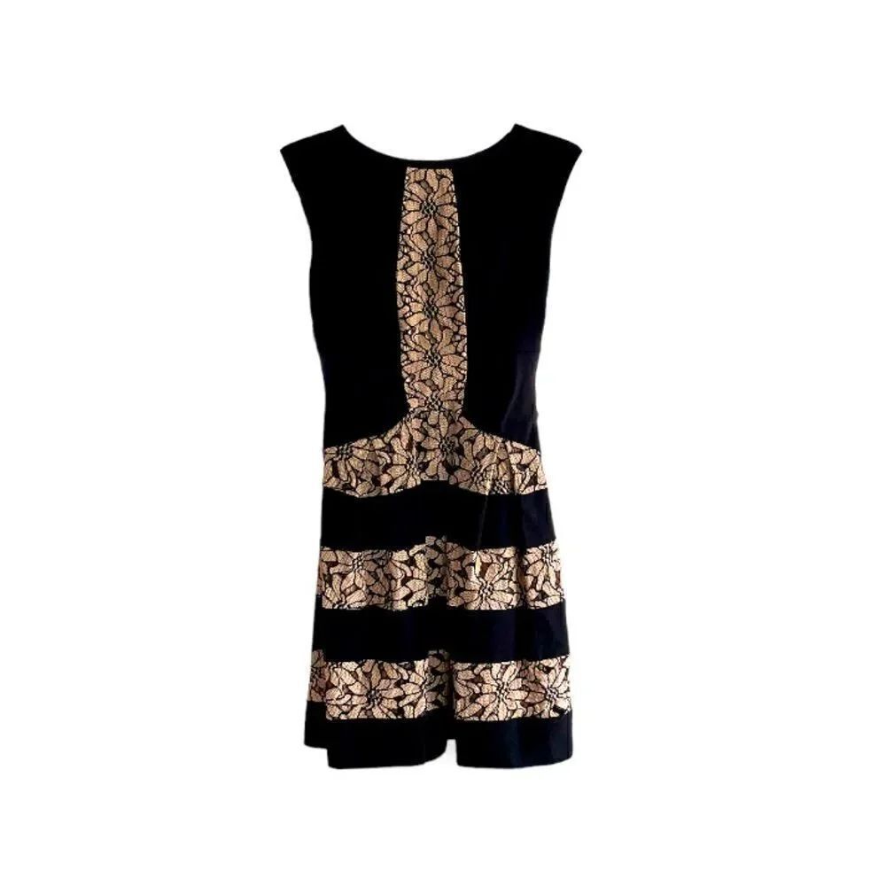 EVA FRANCO | Black/Tan Lace Cutout Cocktail Dress (2)